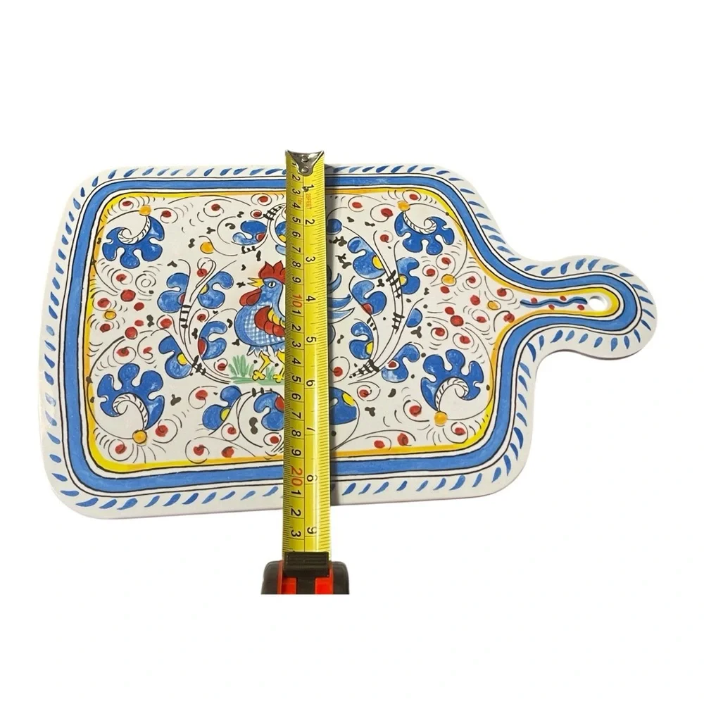 Le Cadeaux Blue Rooster Melamine Cutting Cheese Board Charcuterie Serving Handle - Picture 6 of 8